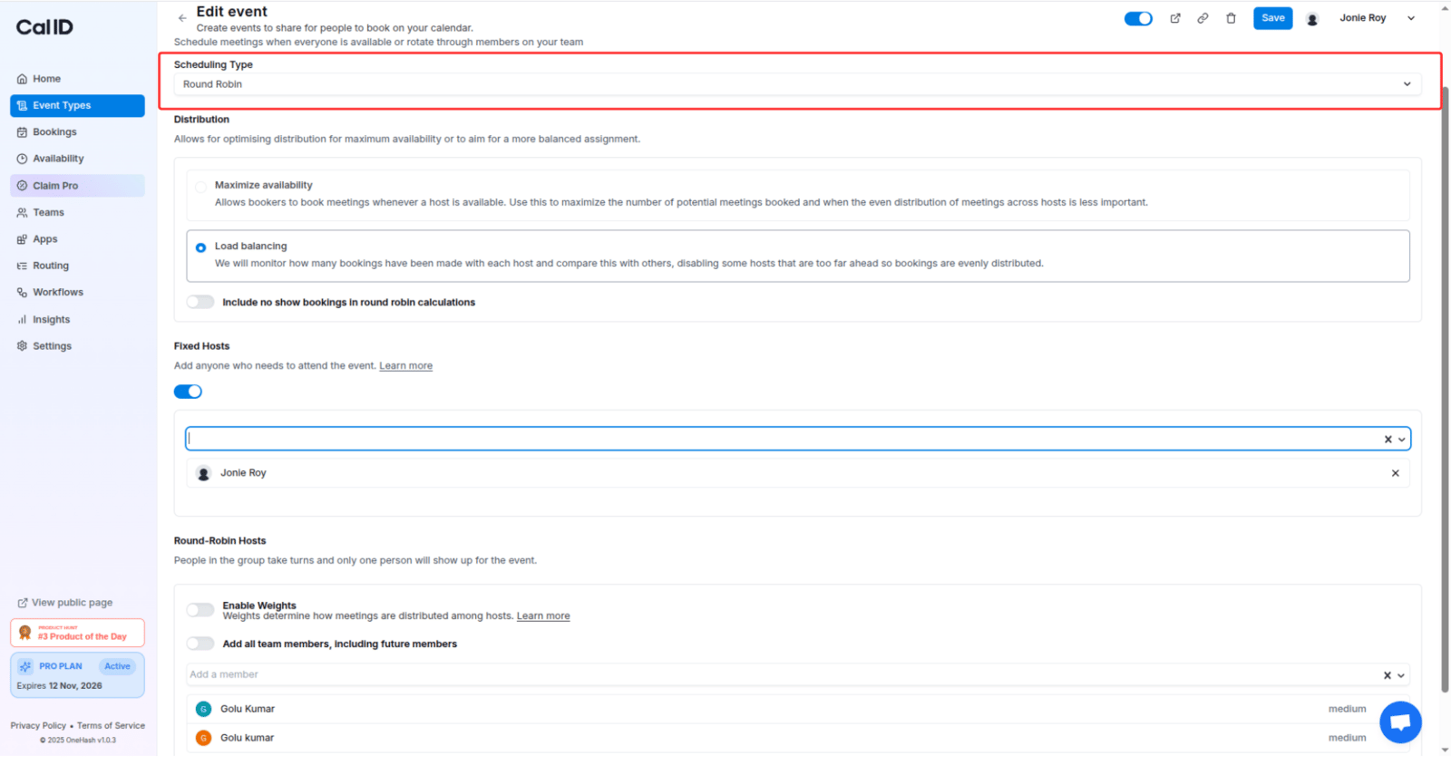 Configuring fixed and round-robin hosts