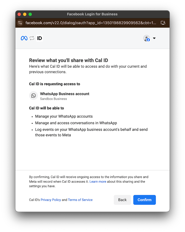 Reviewing and confirming the integration settings