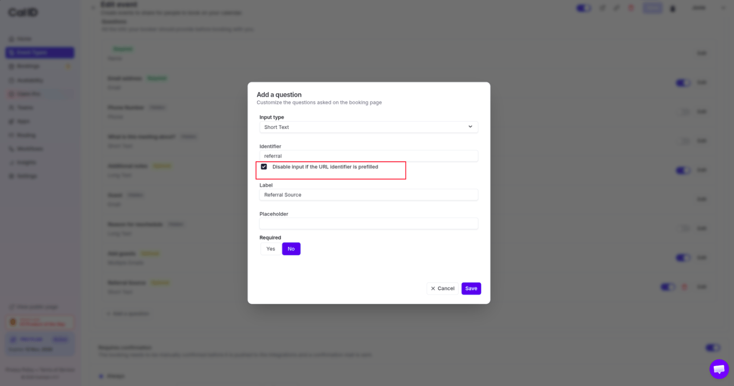 The Disable input if the URL identifier is prefilled option