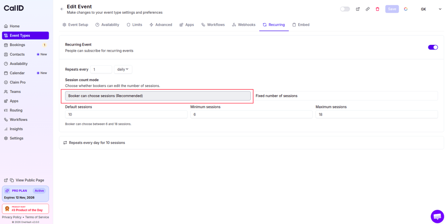 Flexible occurrence option