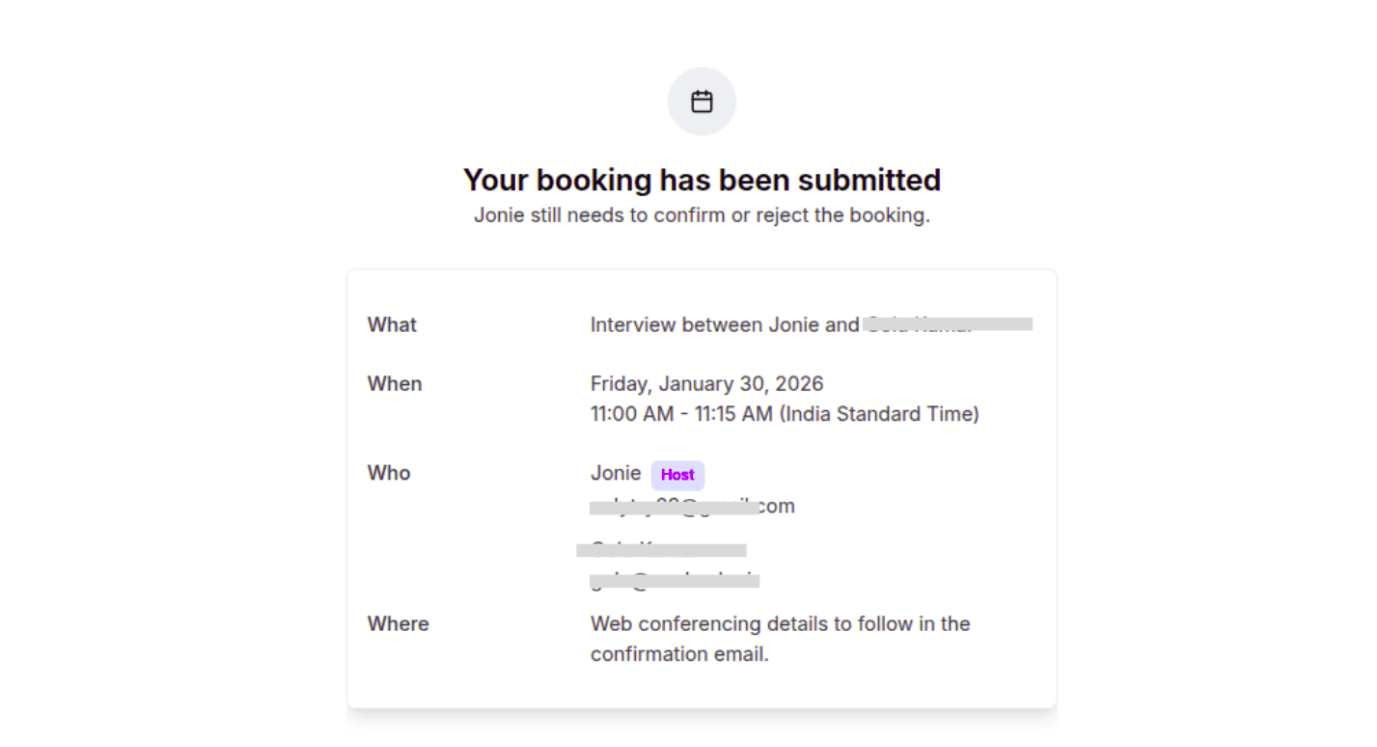 Booker pending approval notification