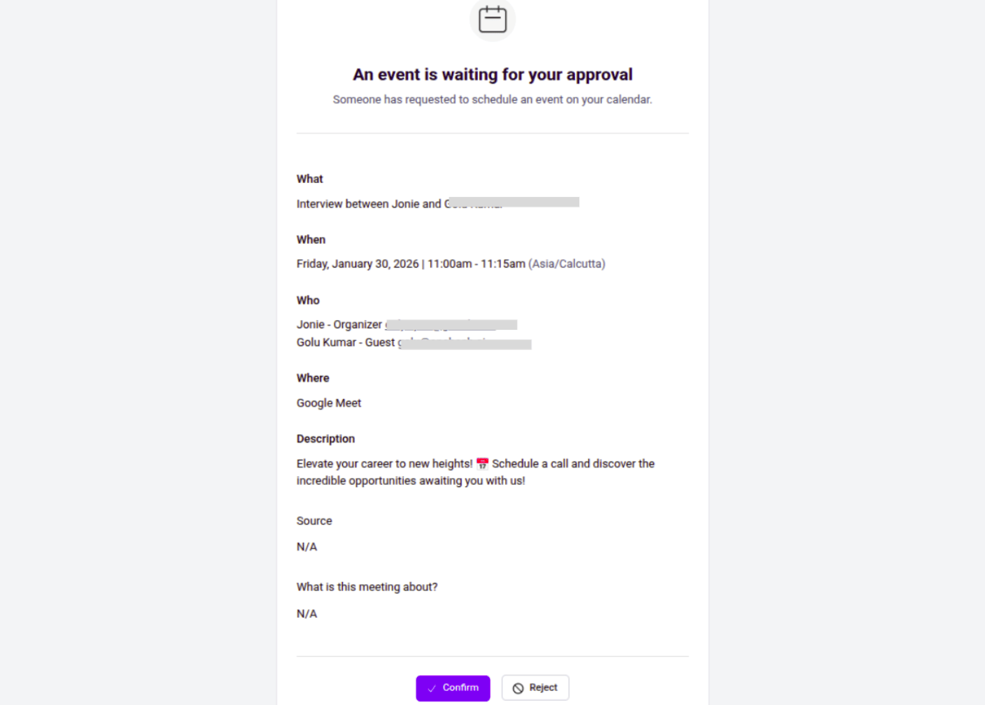 Email approval notification