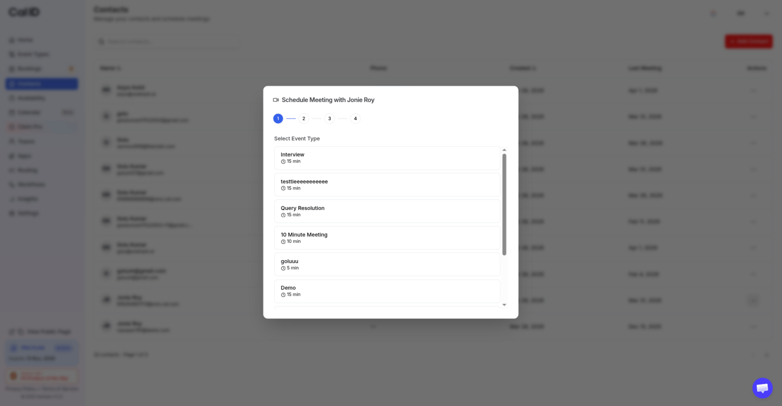 Choosing an event type for direct scheduling
