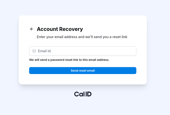 Account Recovery screen with a field for your Cal ID email address above the Send reset email button