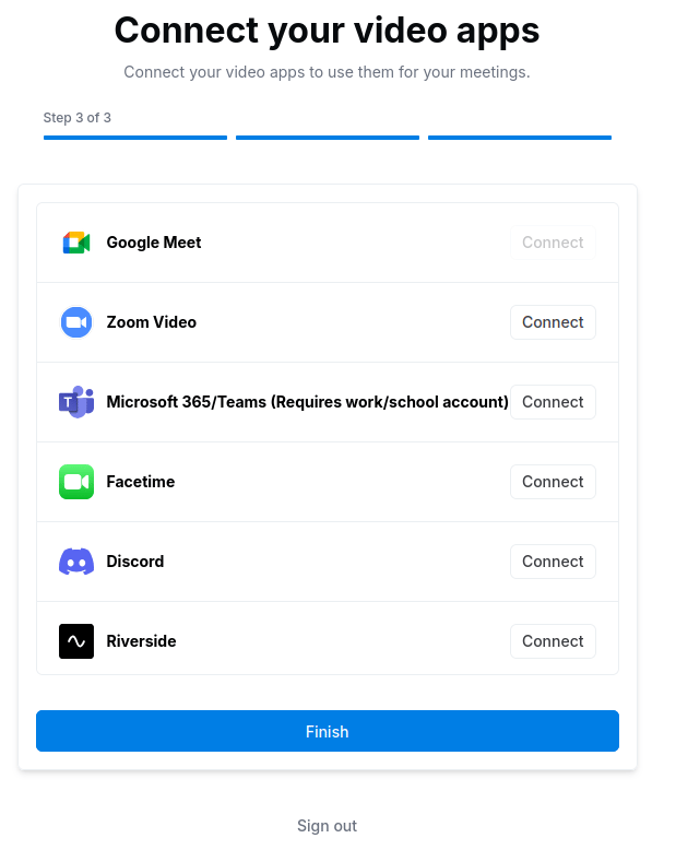 Connect video apps onboarding step