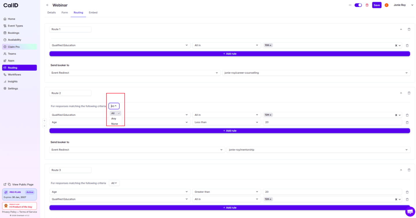 Logic filter options