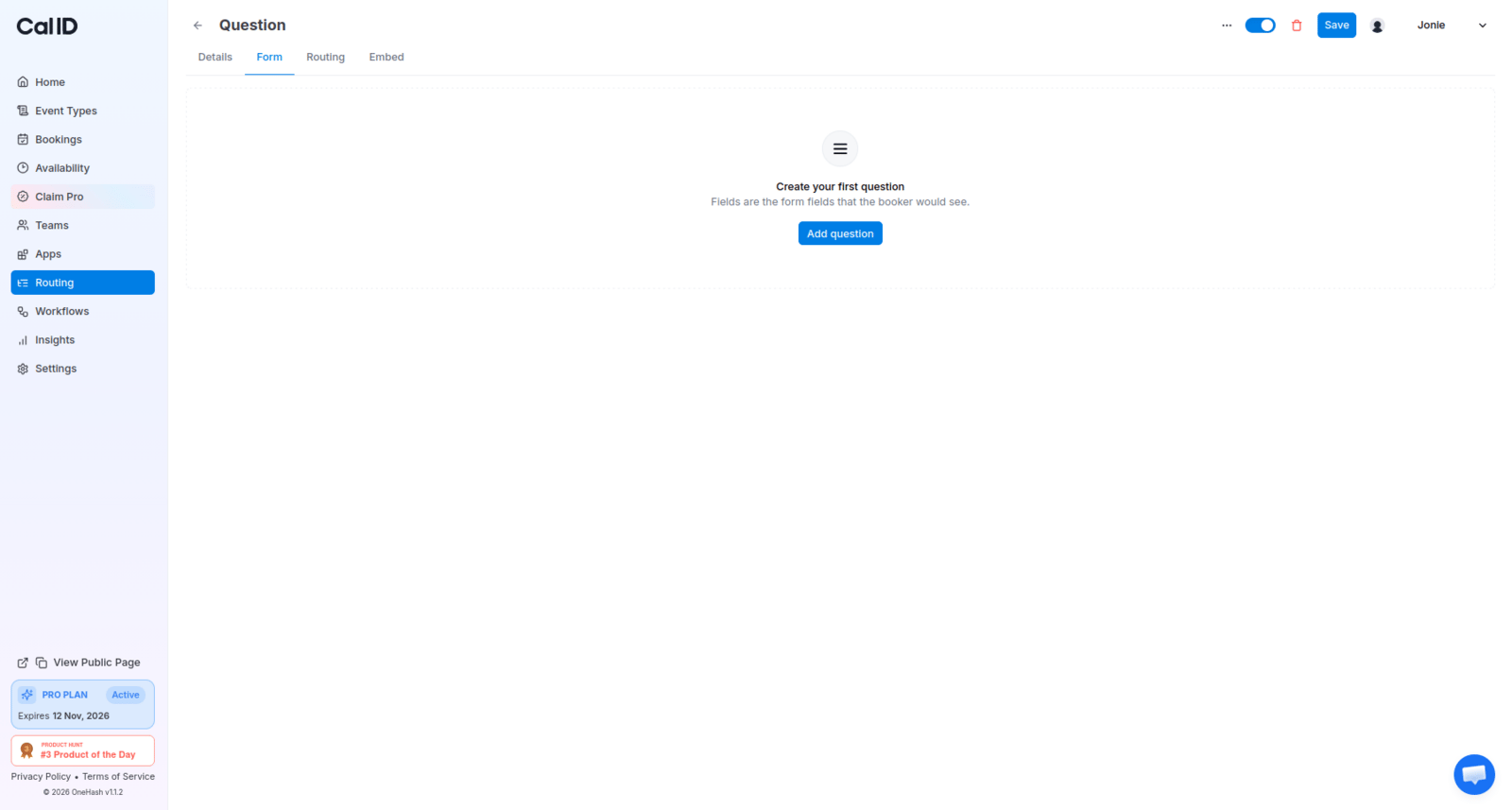Add question button