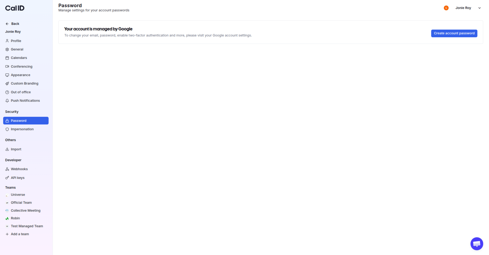 Account managed by Google message