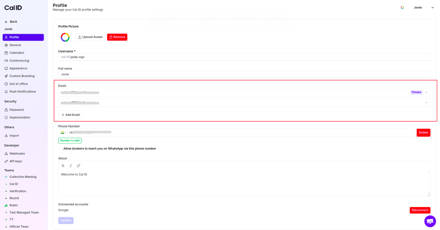 Email management options