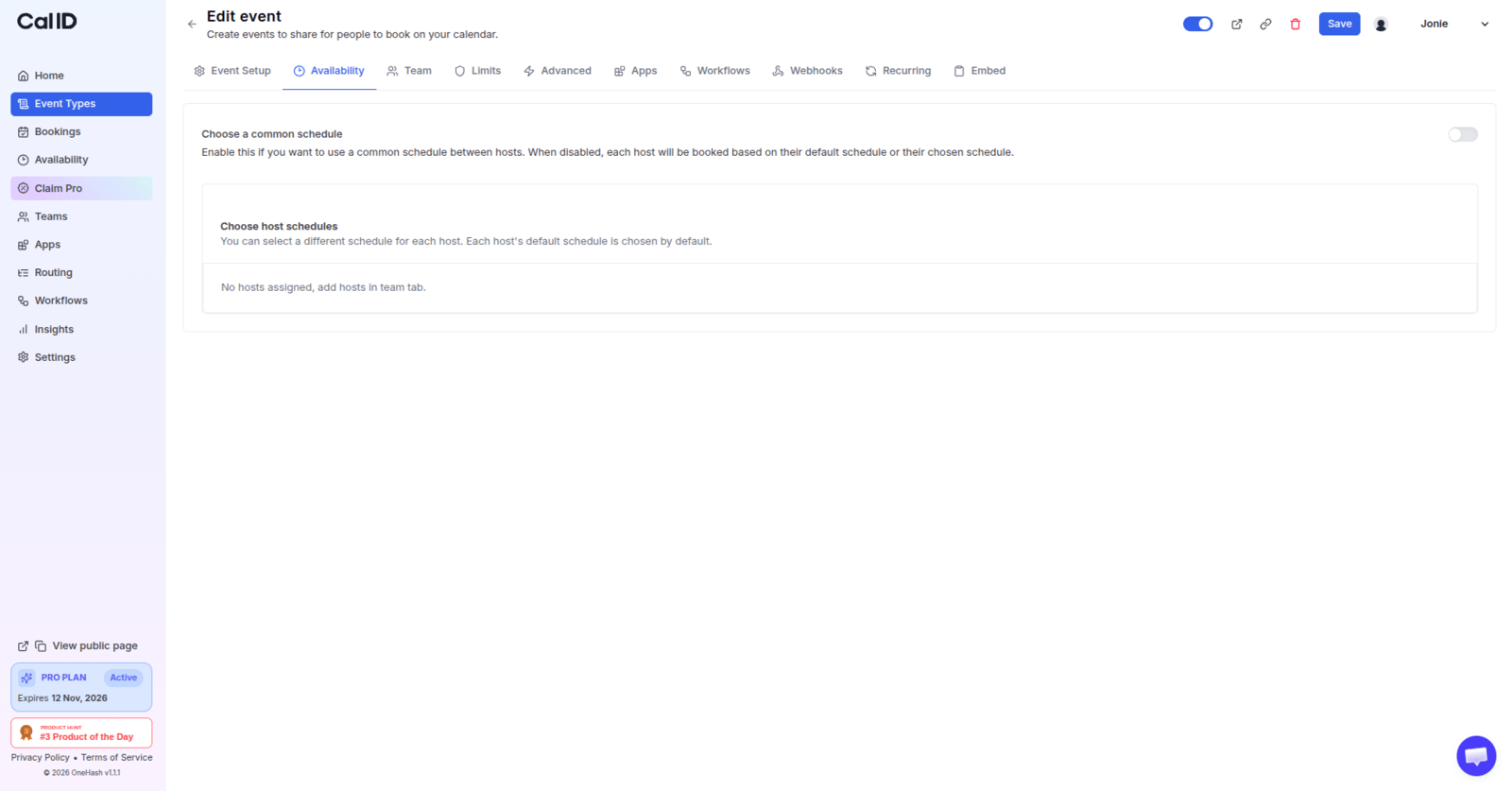 Setting a common schedule for a collective event