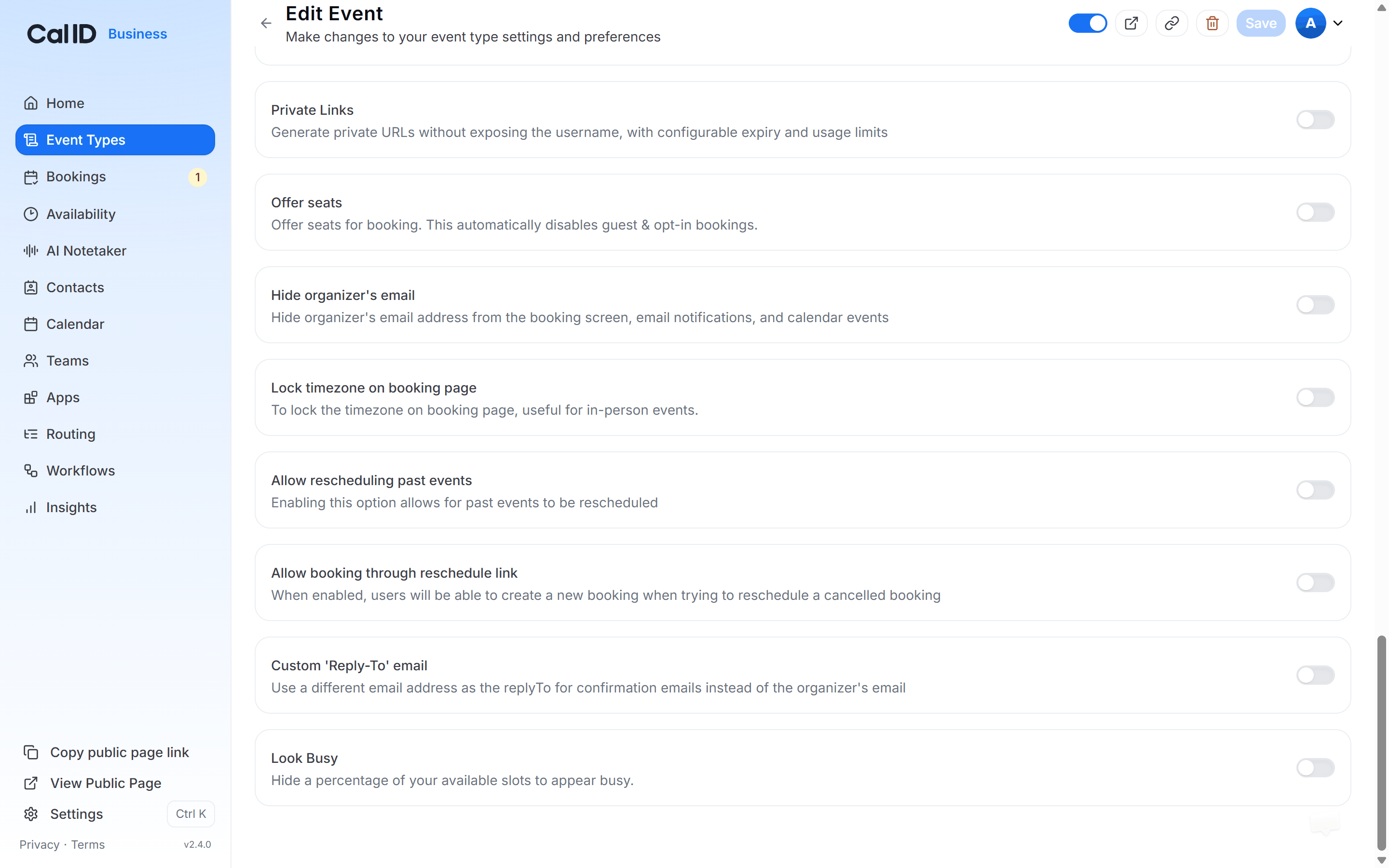 Advanced tab with the Look Busy toggle switched on and the percentage-of-slots dropdown set to 50%