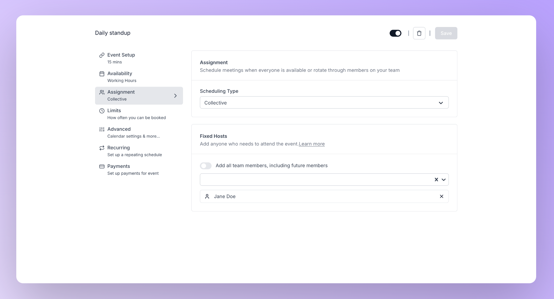 Assignment tab