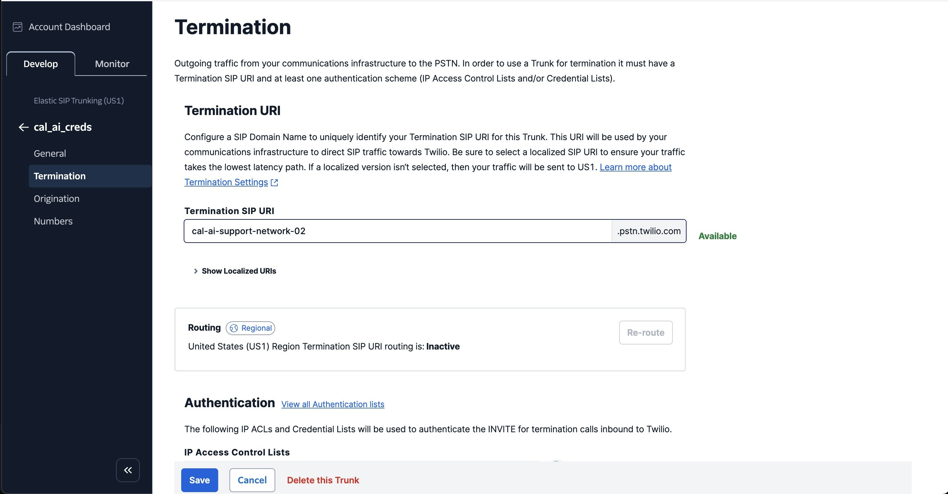 Termination URI
