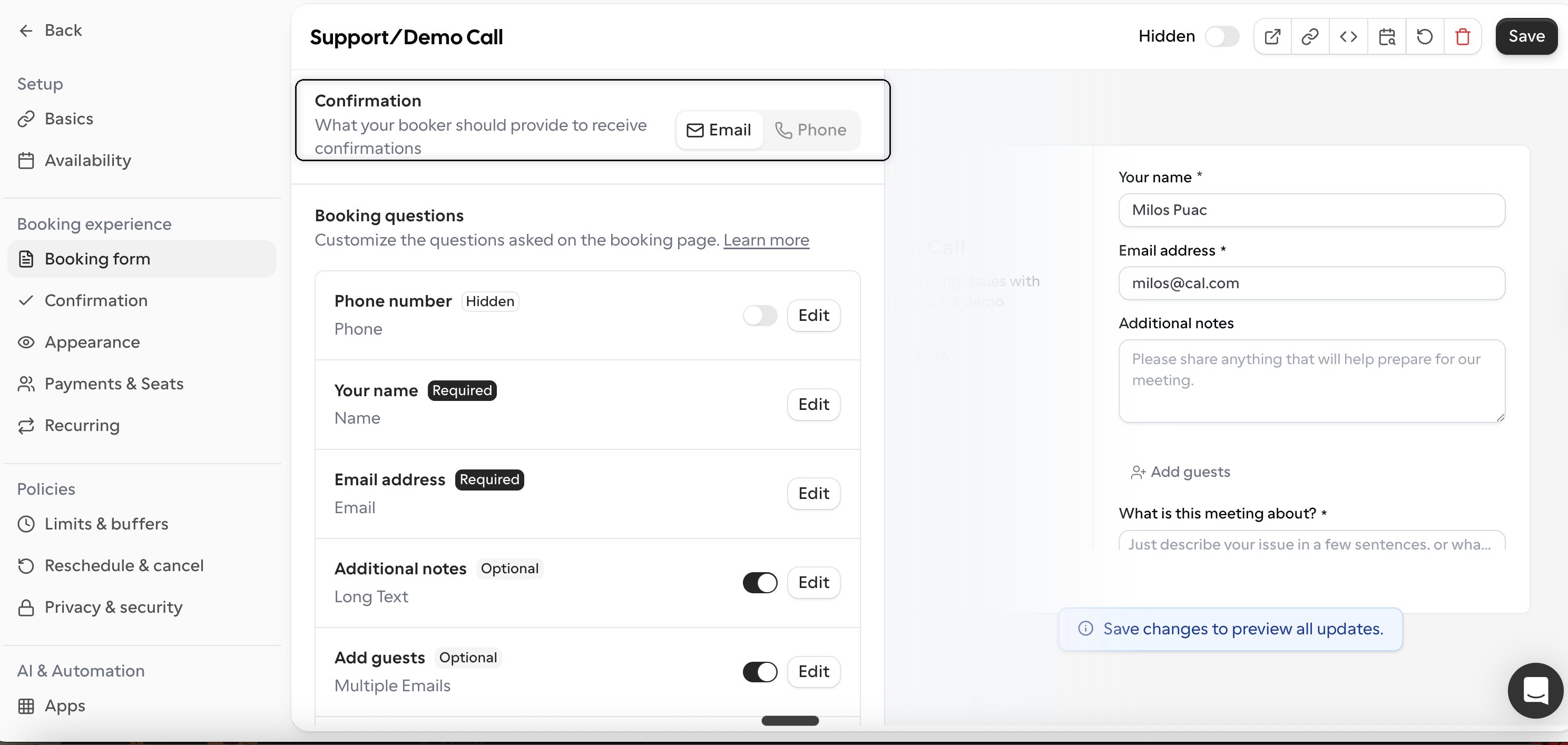 Cal Confirmation Highlighted