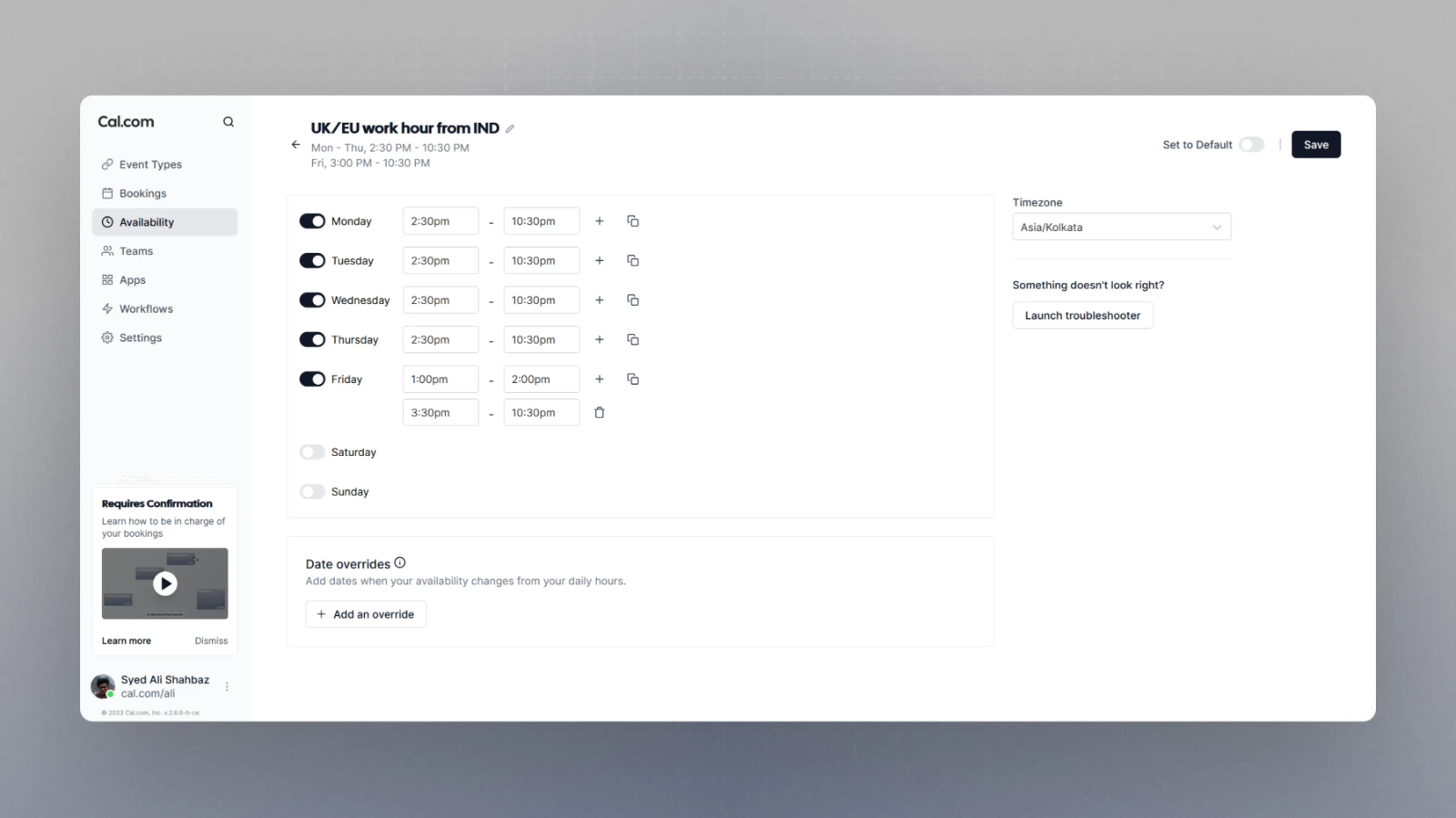 Multiple time slots interface