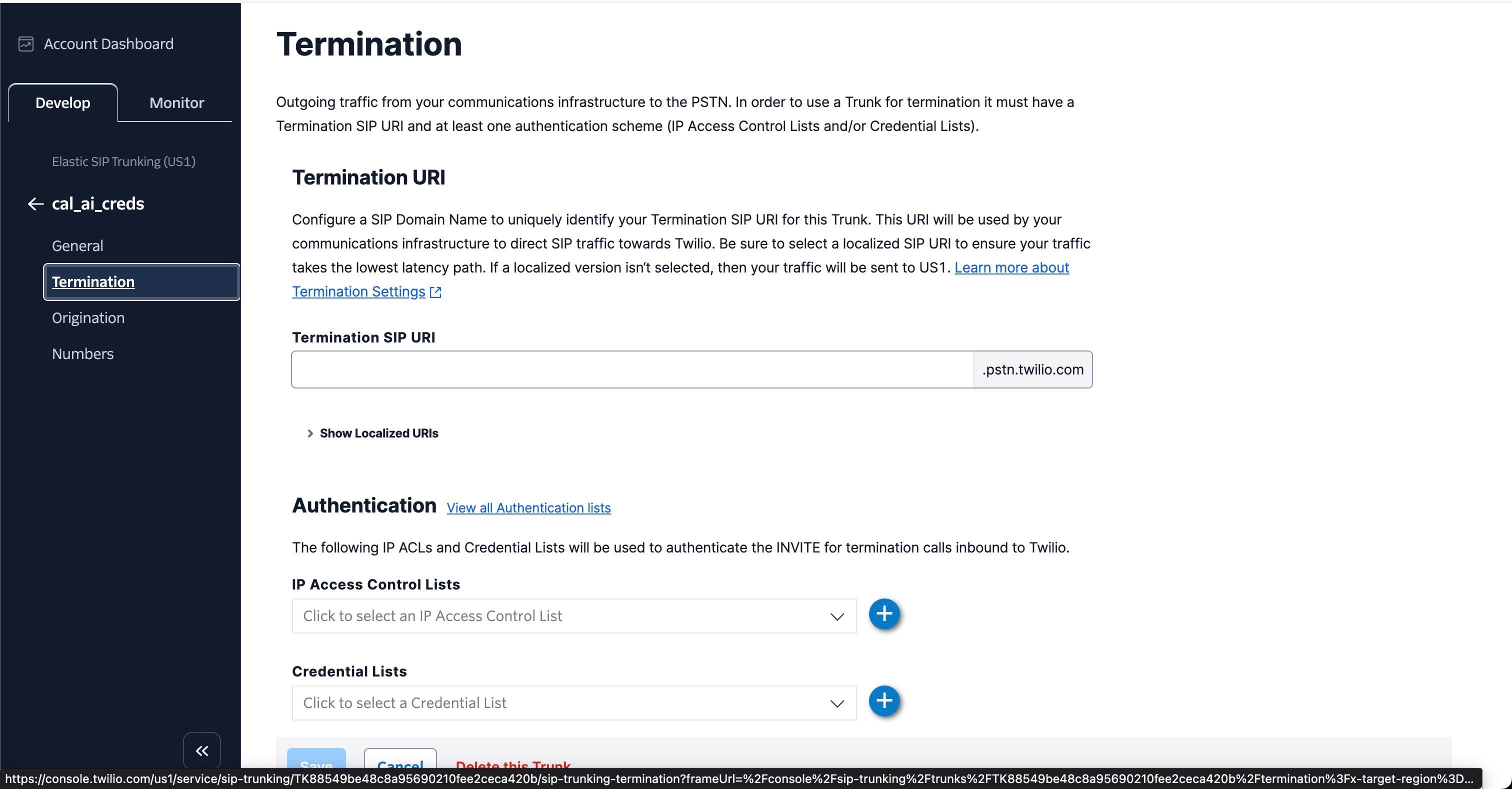 Termination Tab