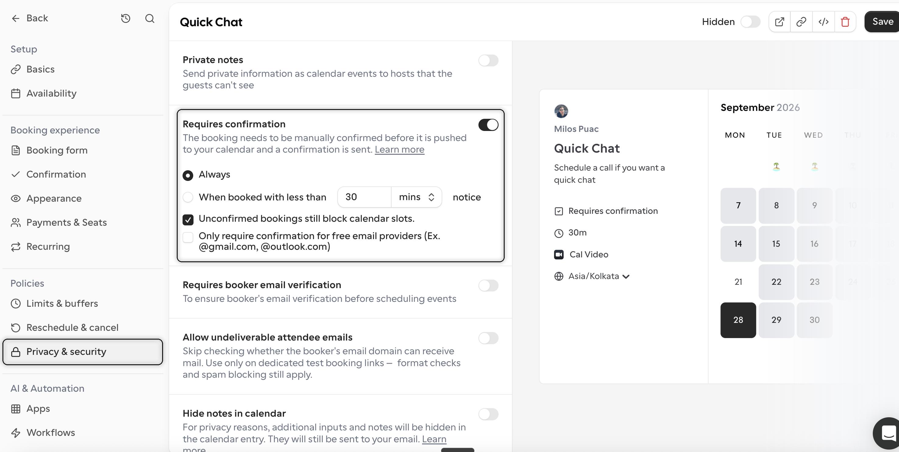Require Confirmation Highlighted