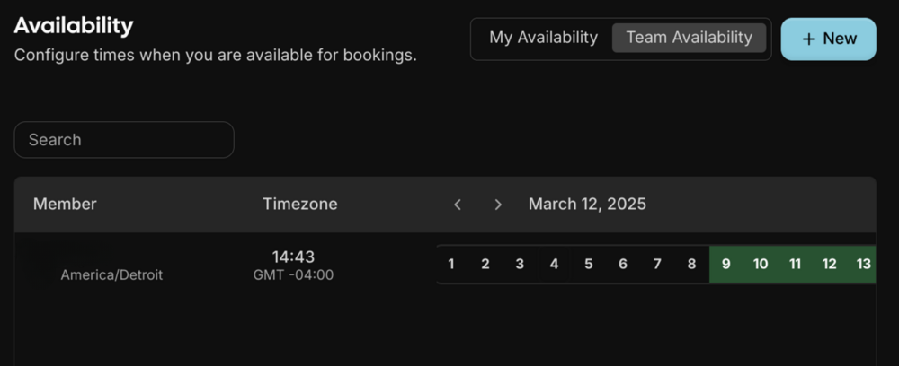 Team availability view
