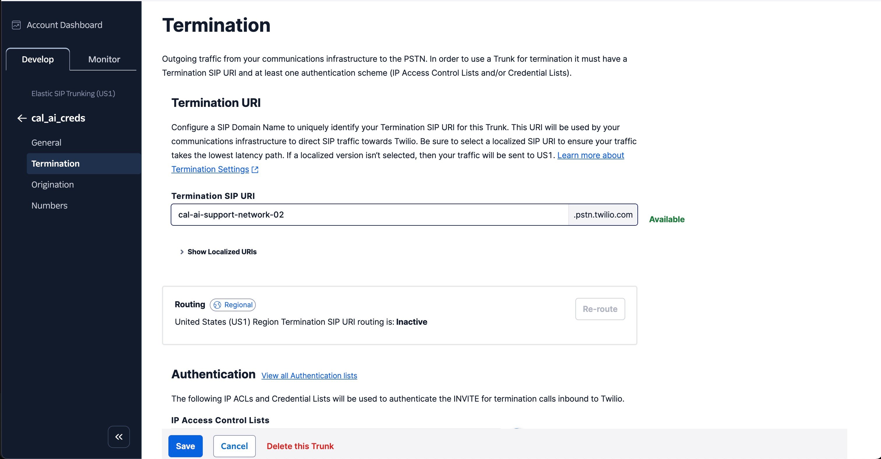 Termination URI