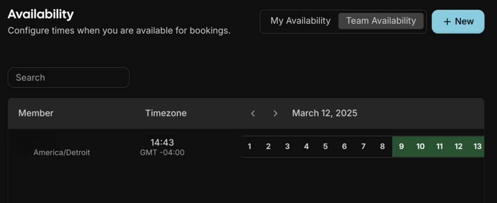 Team availability view