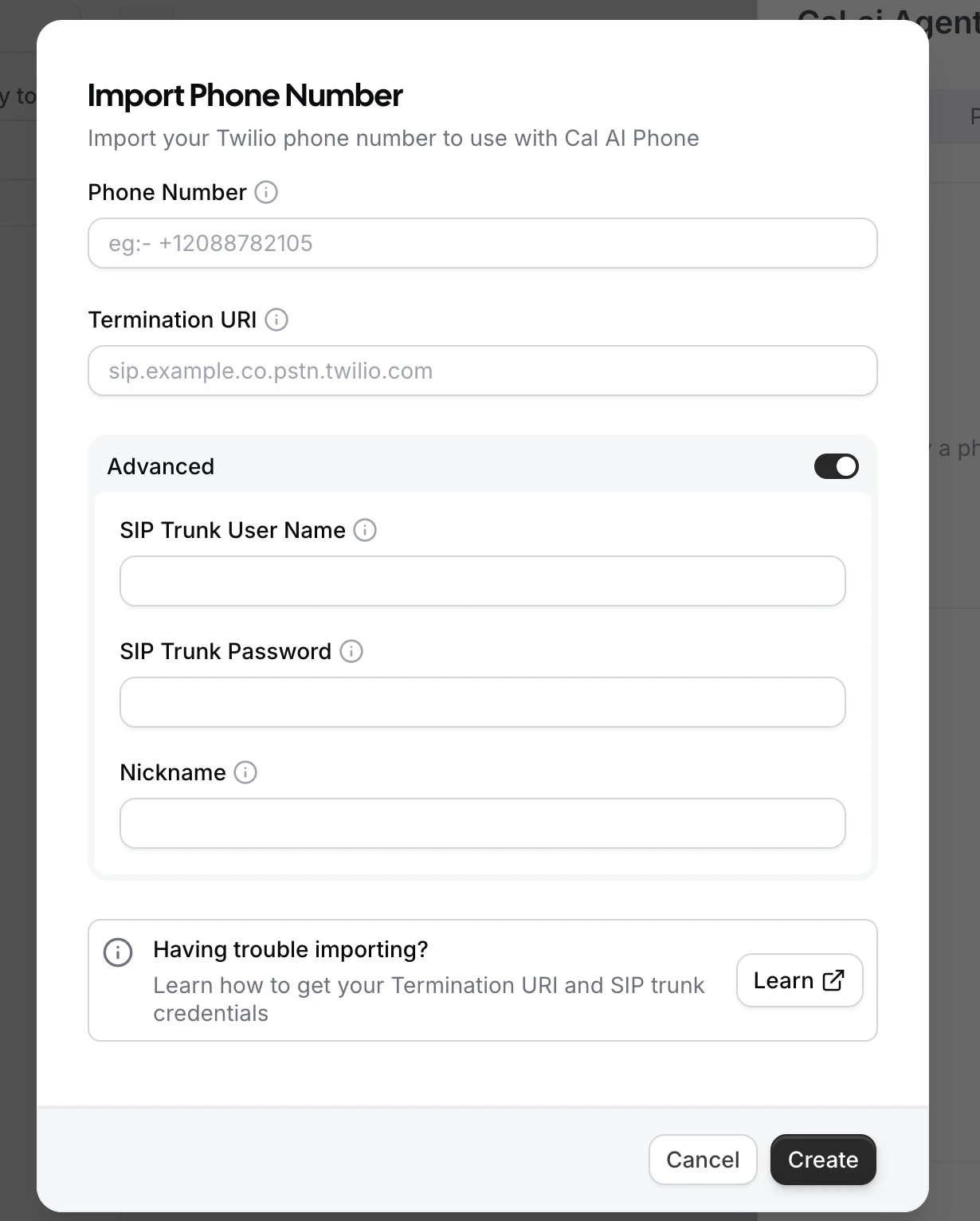 Import Modal