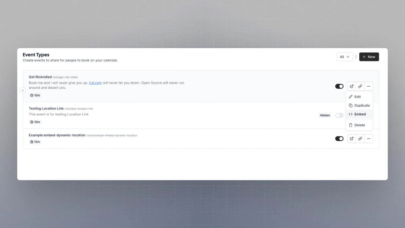 Accessing embed option
