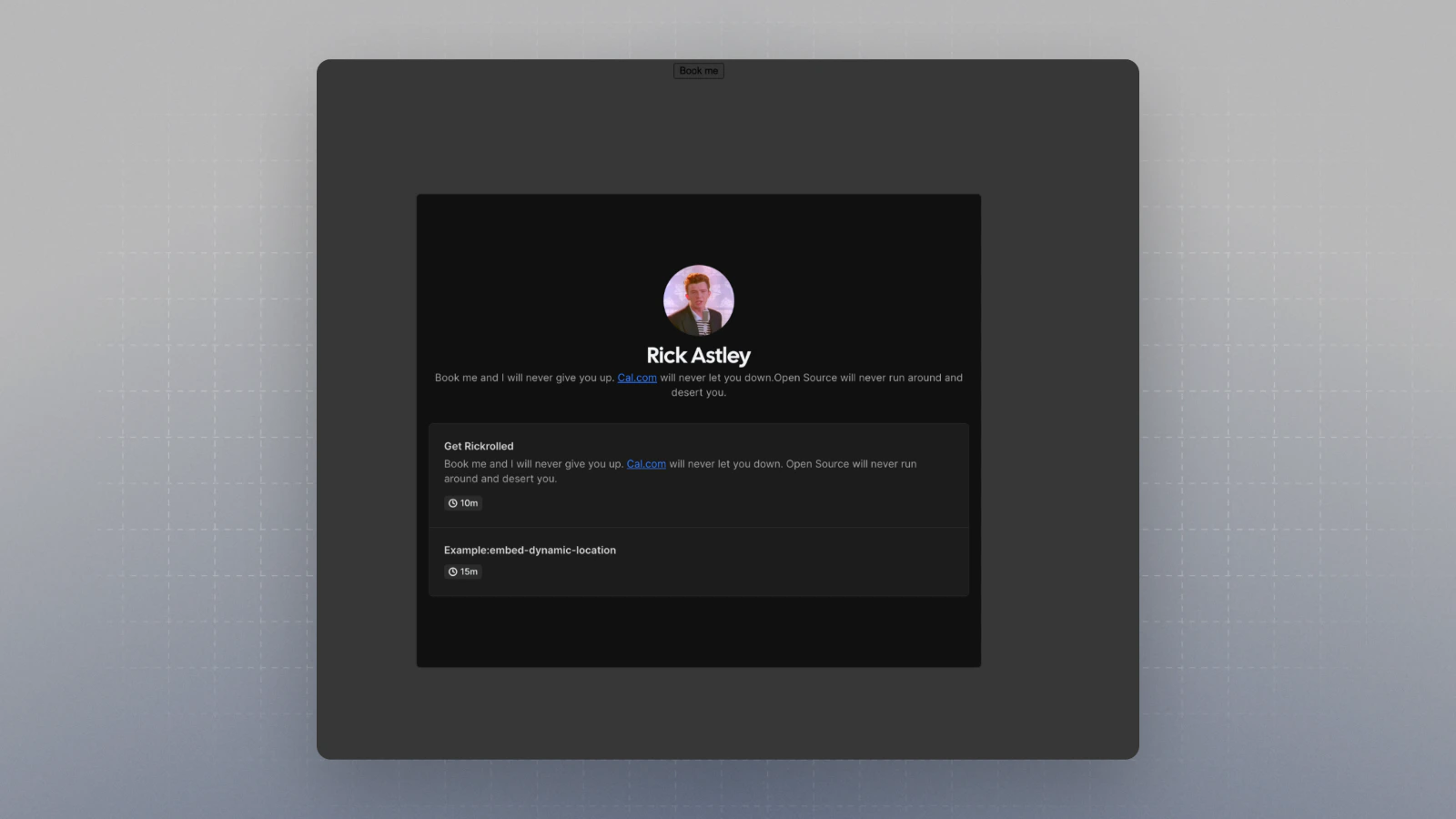 Pop-up embed example