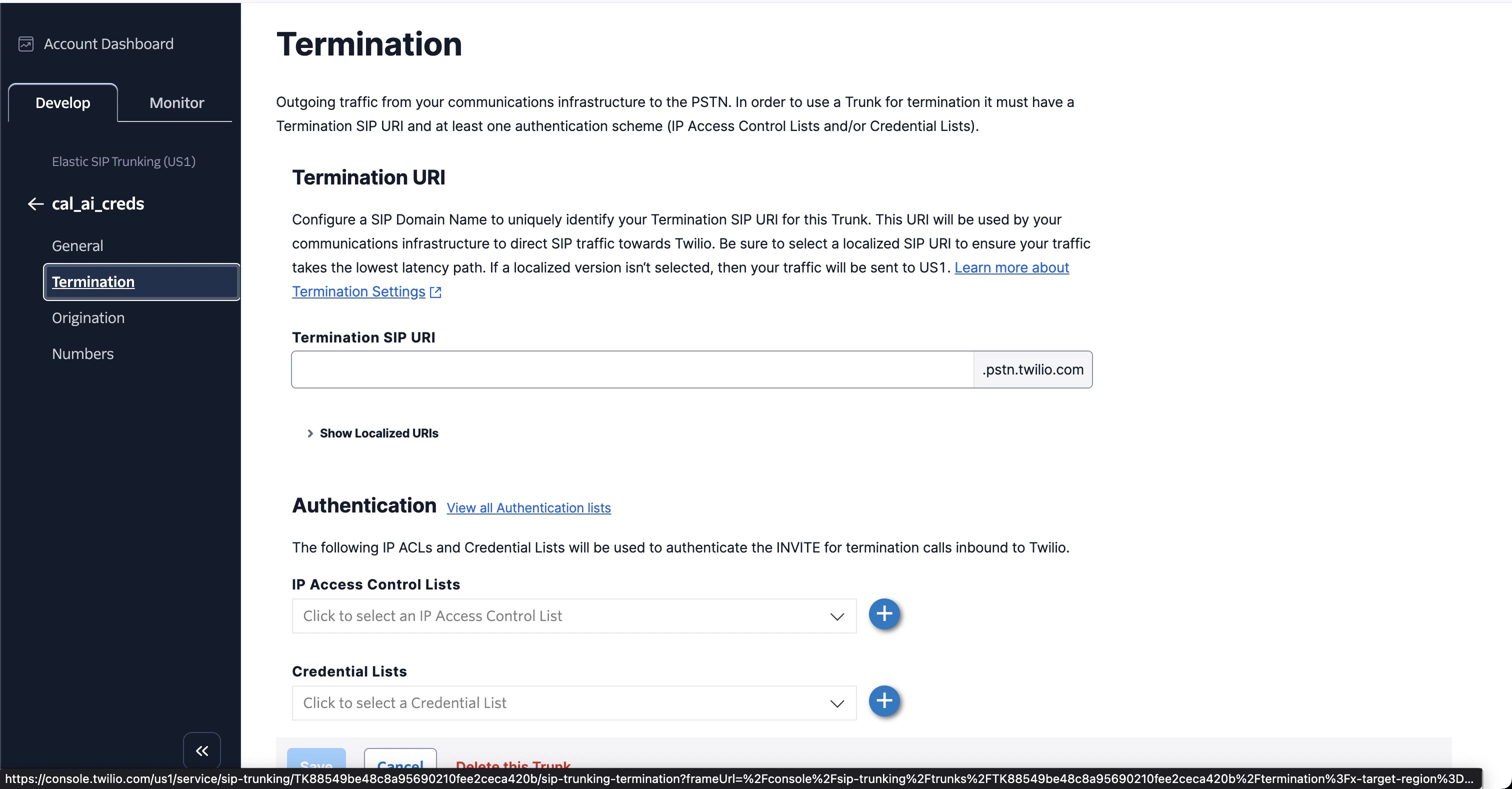 Termination Tab