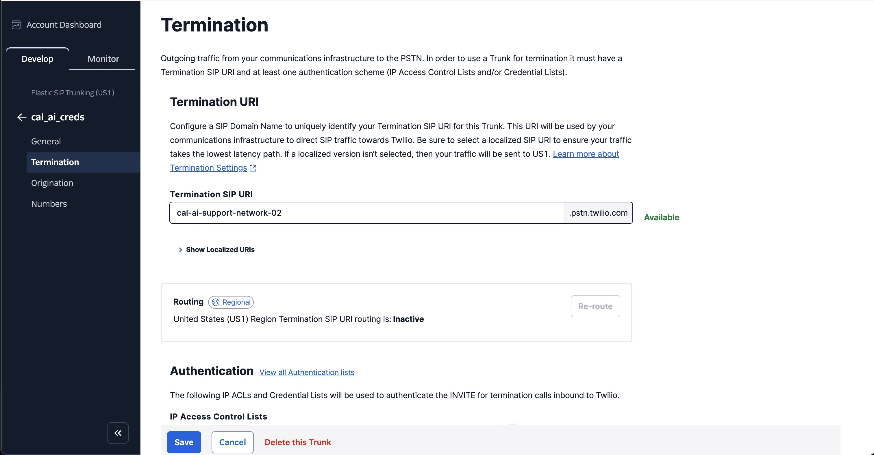 Termination URI