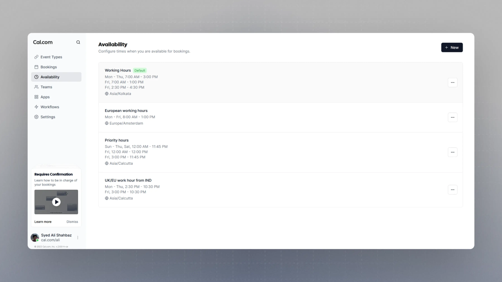 Multiple schedules interface