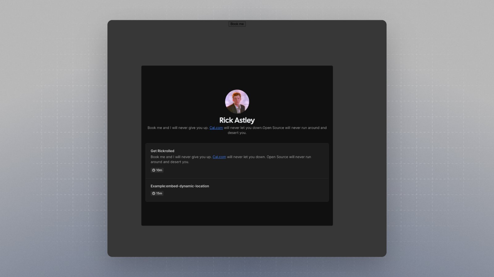 Pop-up embed example