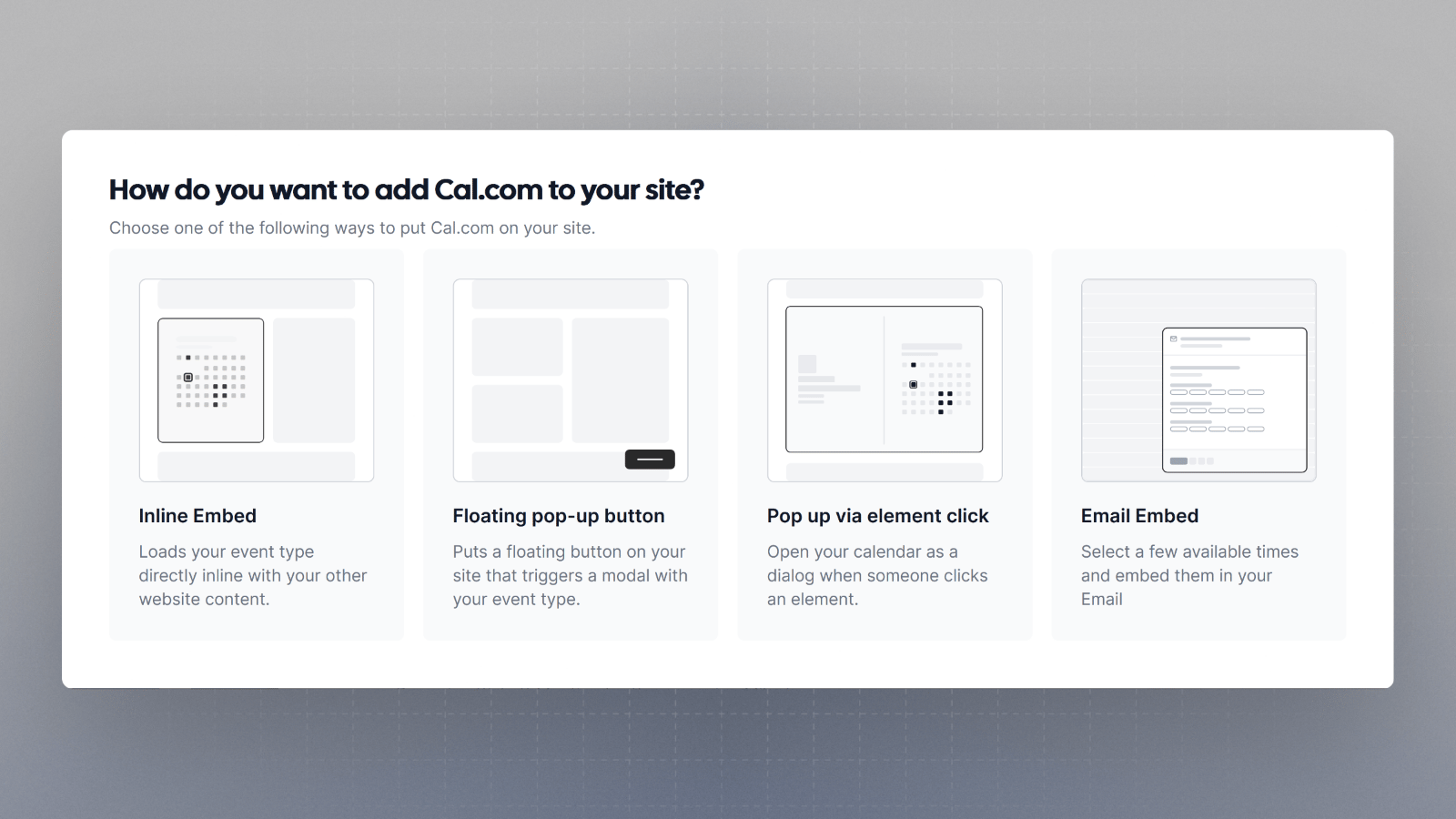 Email embed interface
