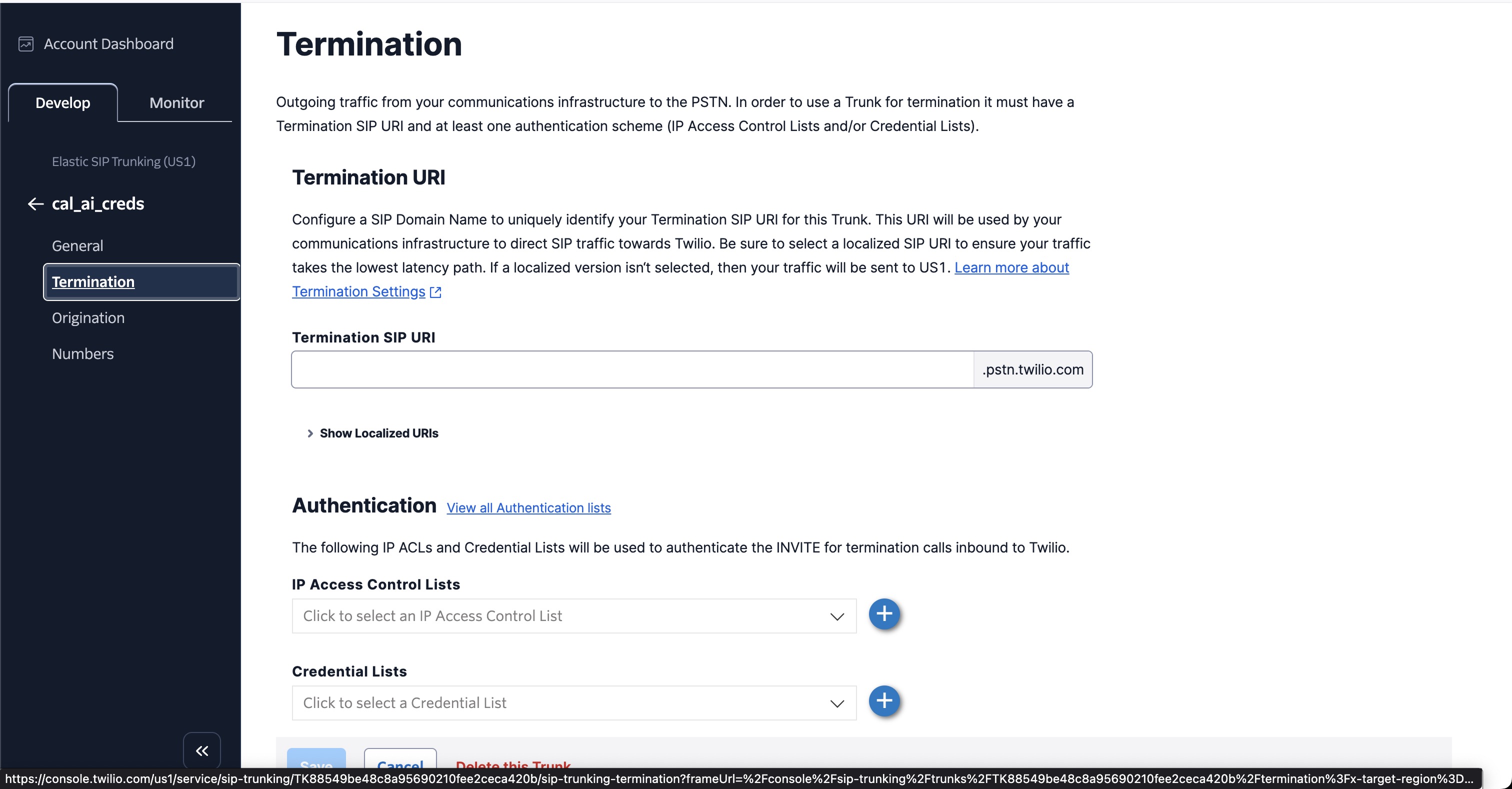 Termination Tab