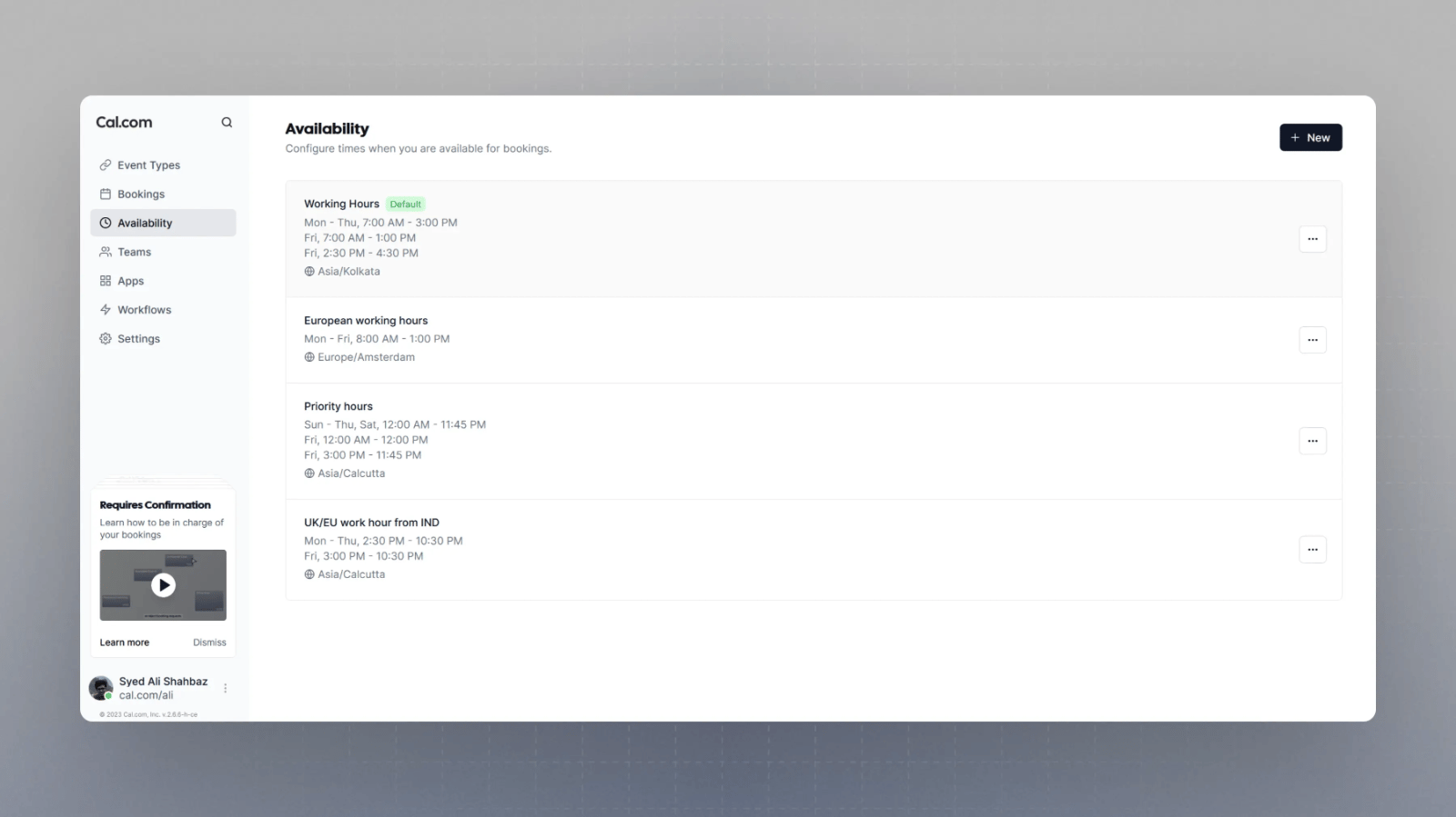 Multiple schedules interface