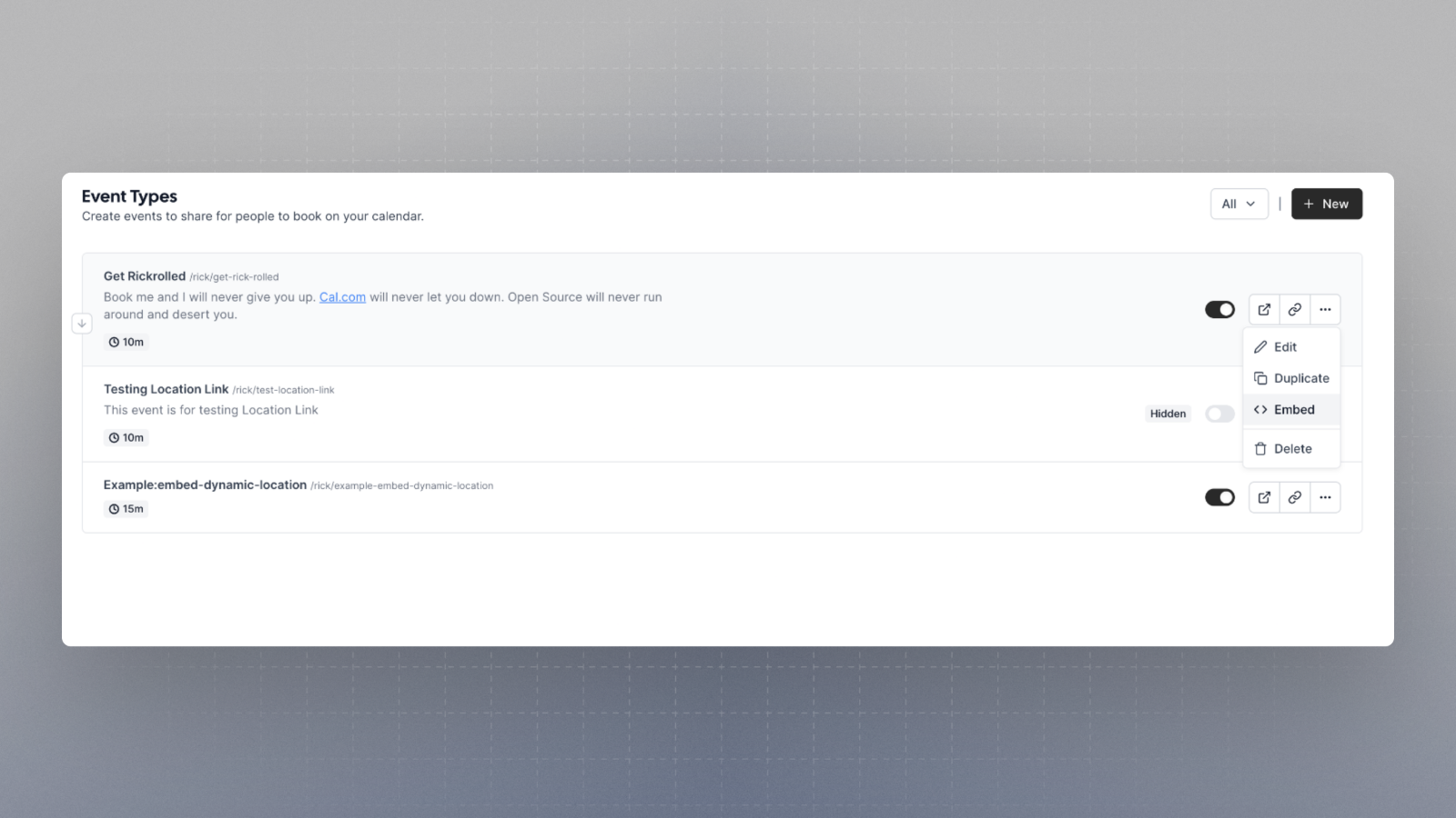 Accessing embed option