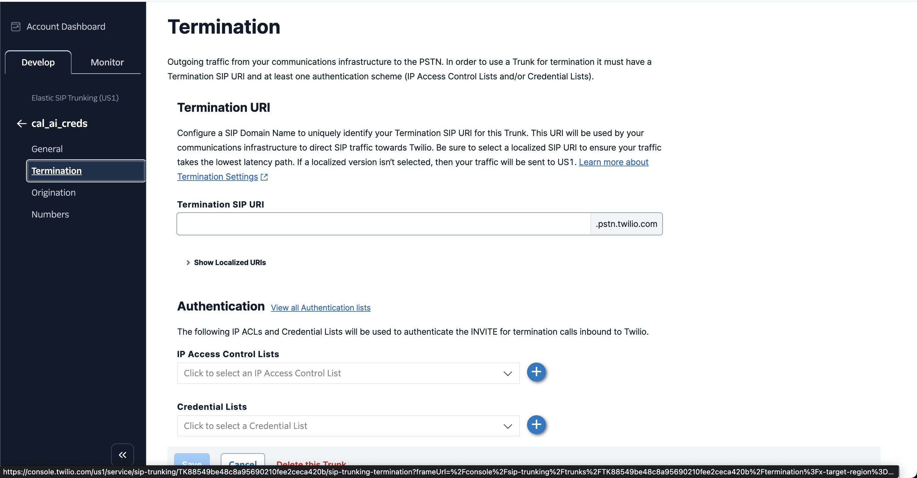 Termination Tab