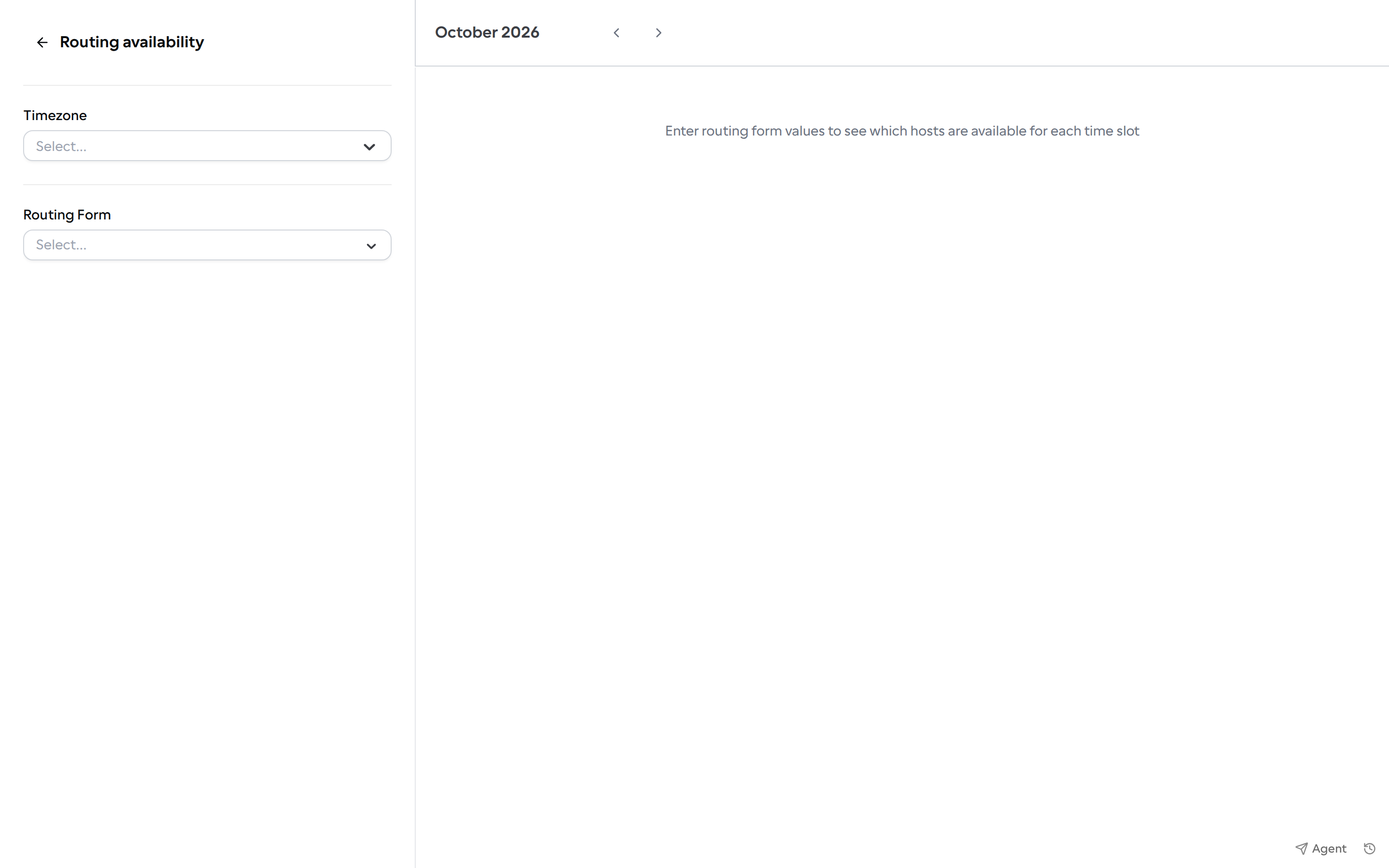 Routing availability page with Timezone and Routing Form selectors