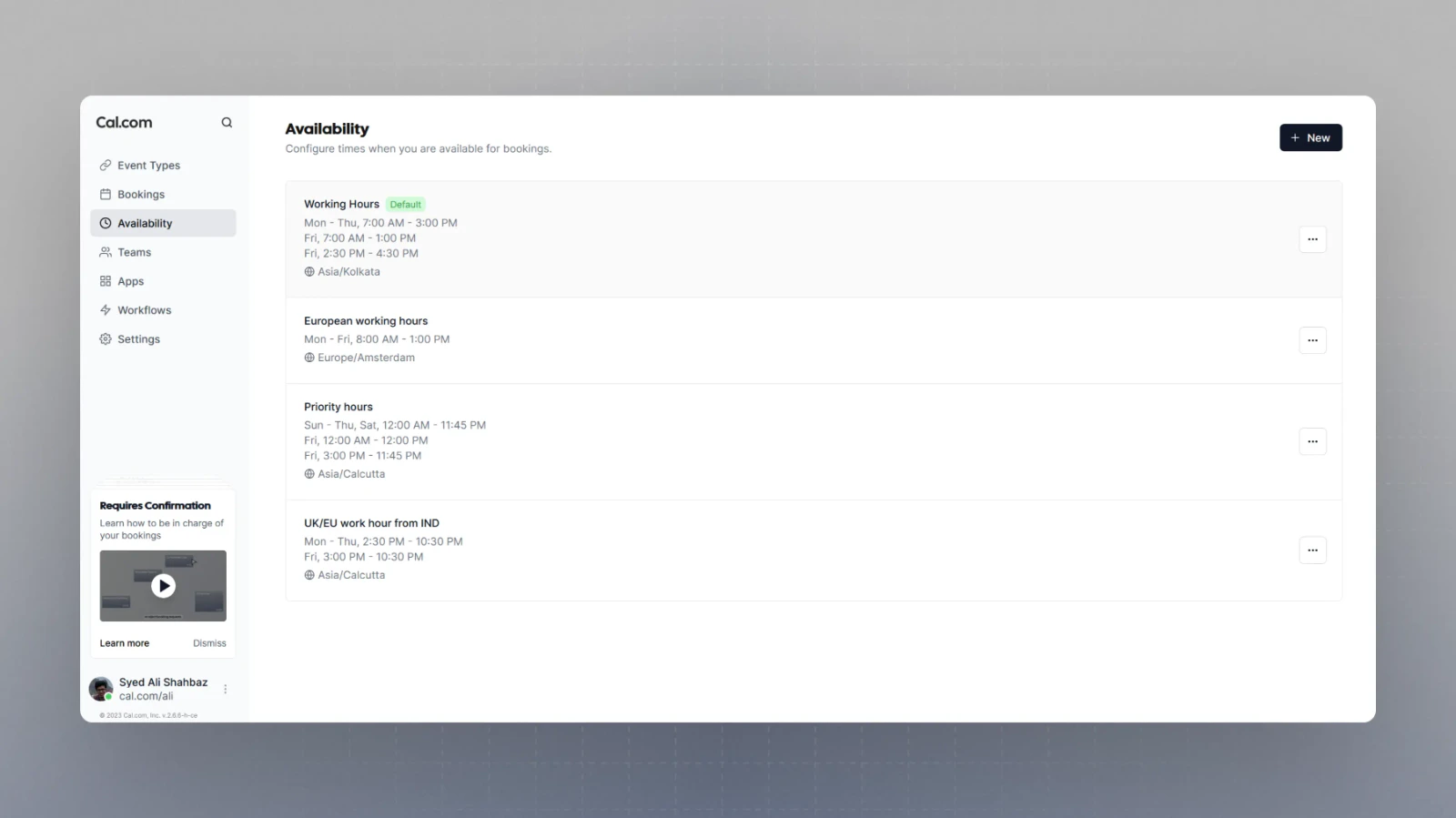 Multiple schedules interface