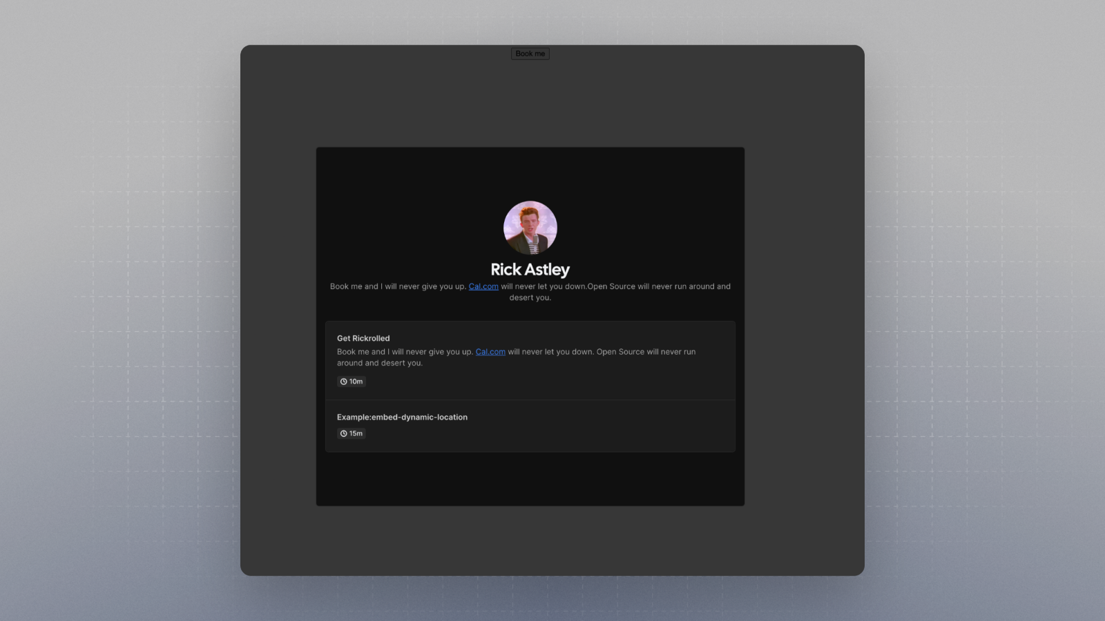 Pop-up embed example