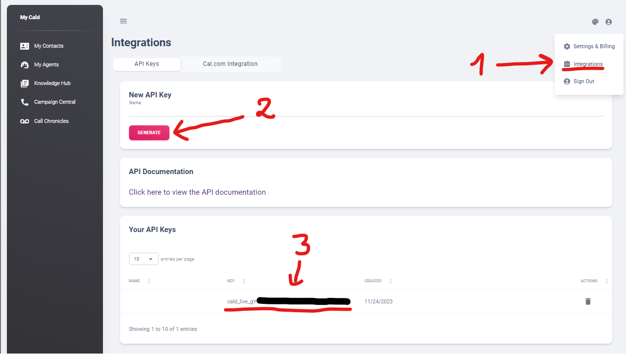 Cald AI Integrations Dashboard