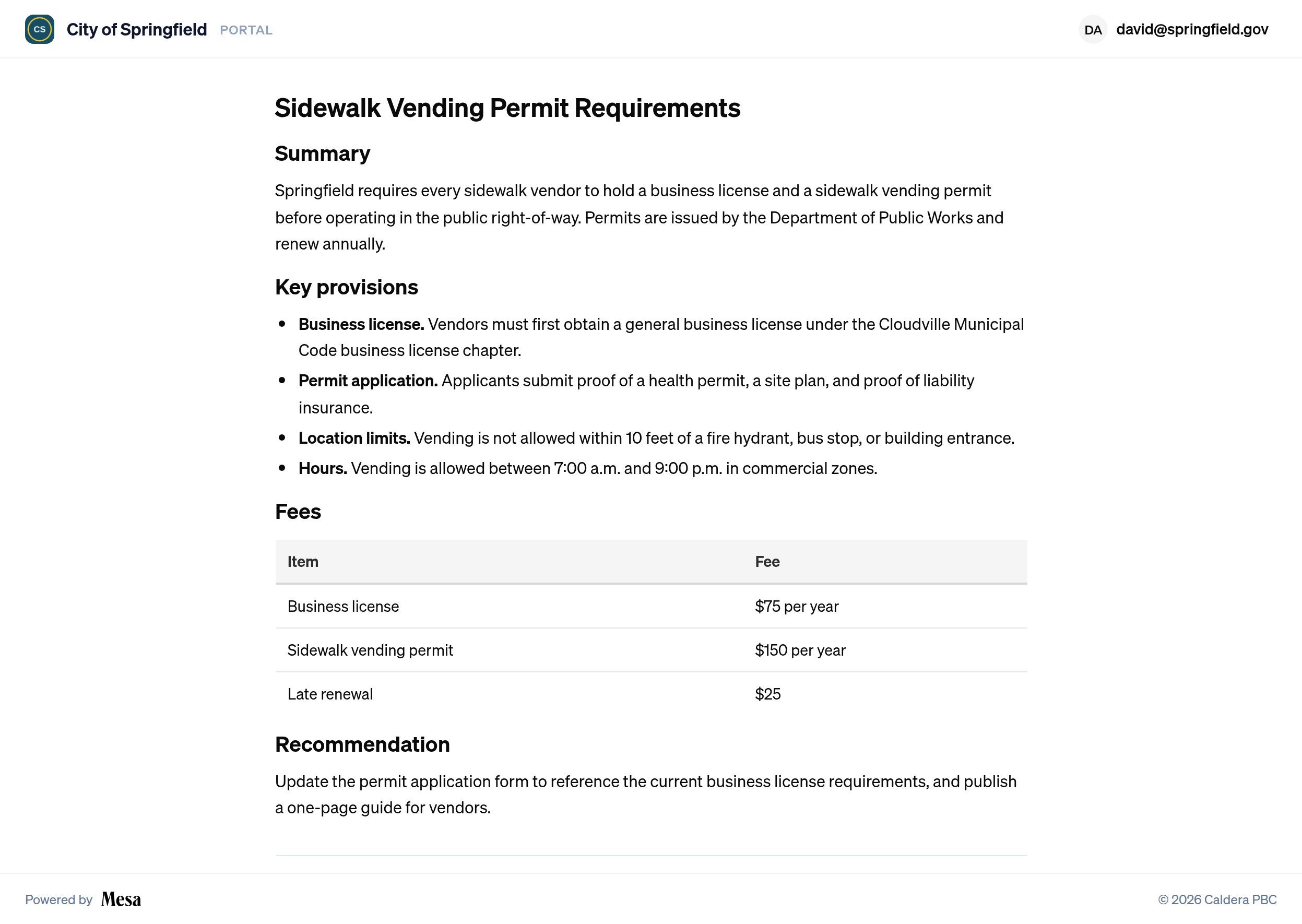 A published report open on the organization portal