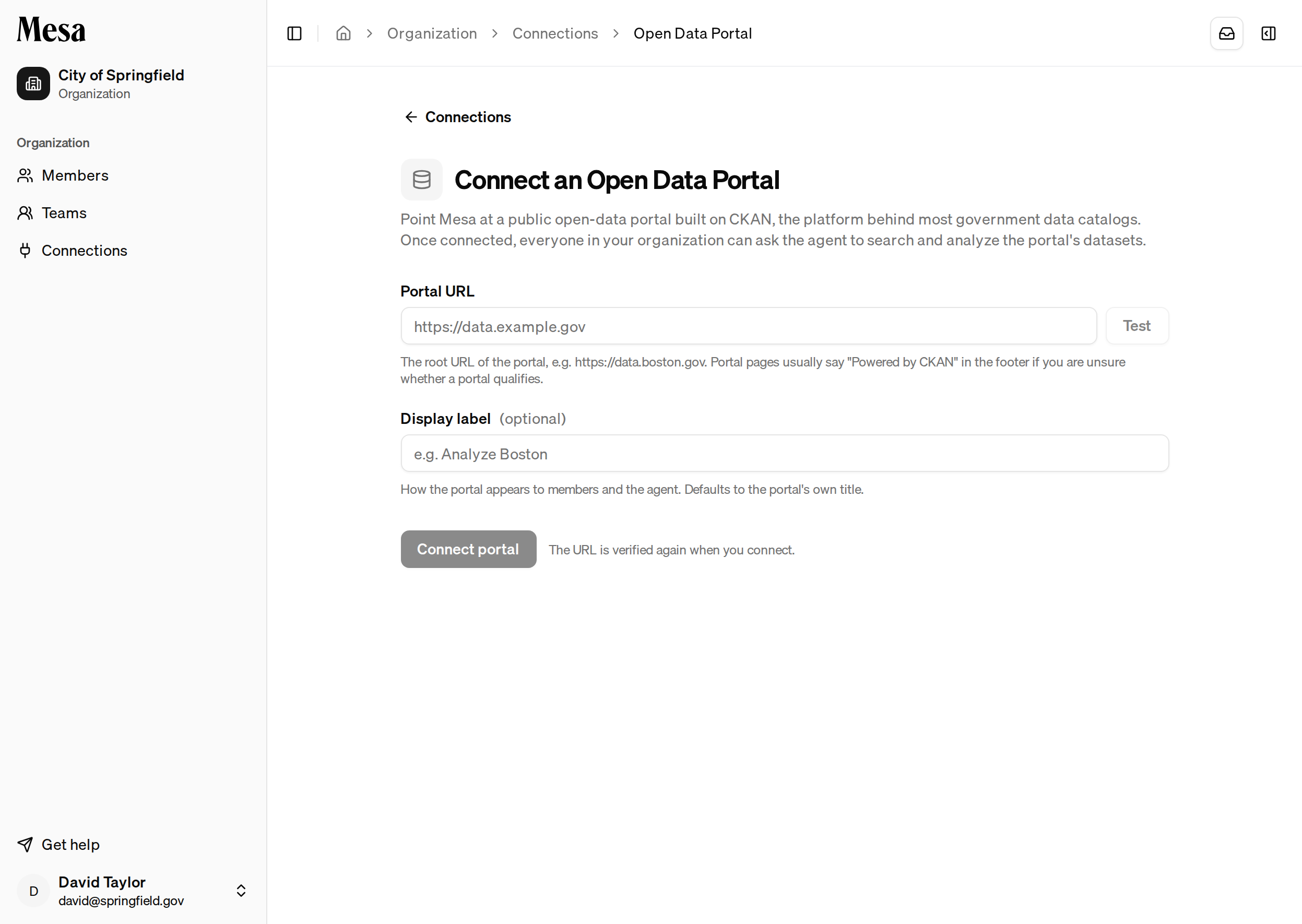 Connecting a CKAN open-data portal