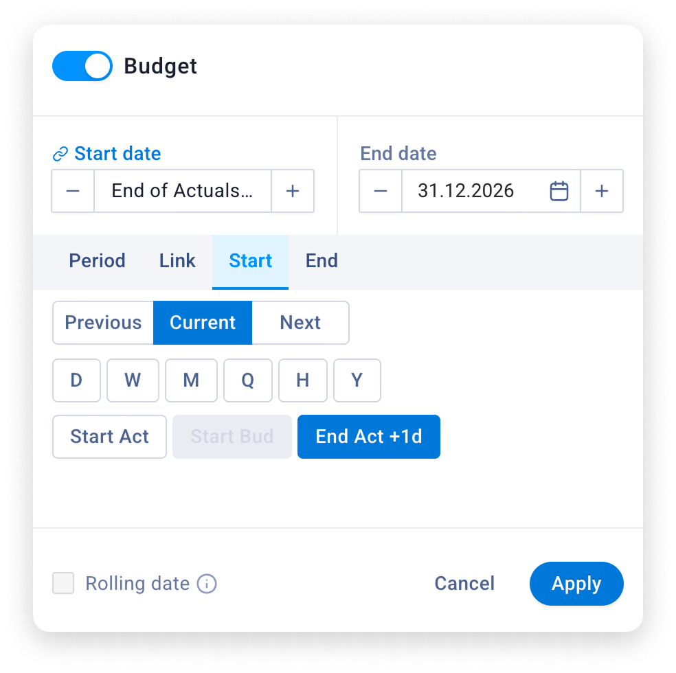Date Picker Link Budget Start Actual End Date Picker Link Budget Start Actual End