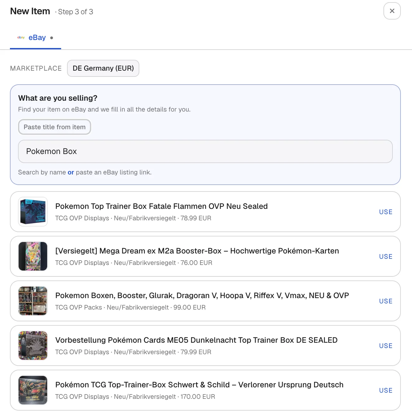 eBay Smart-Fill