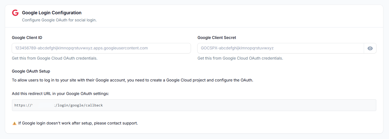 White Label Google Configuration