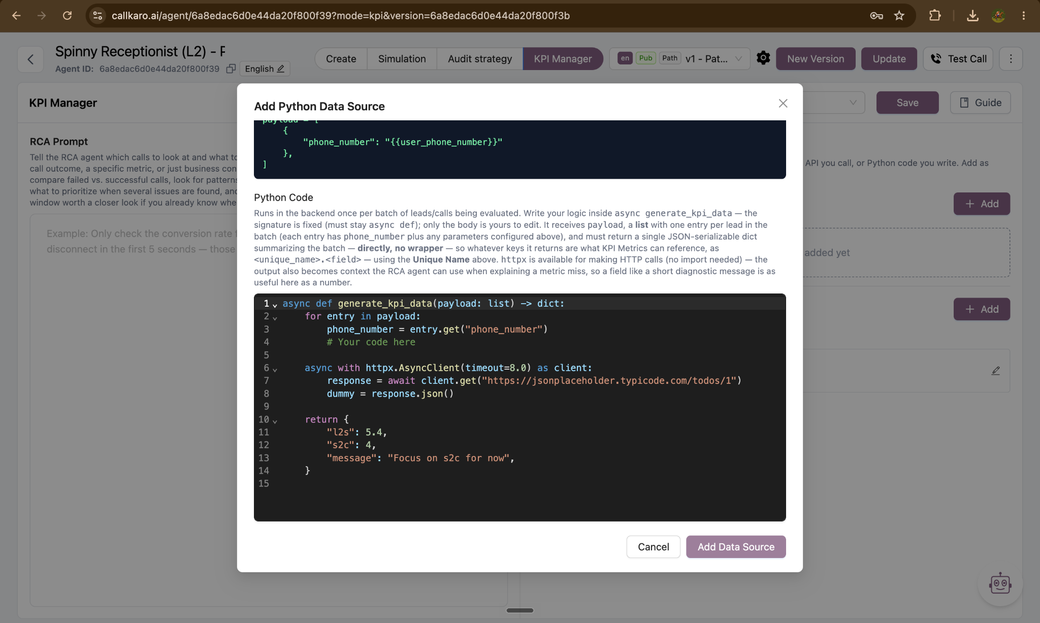 Adding a Python data source