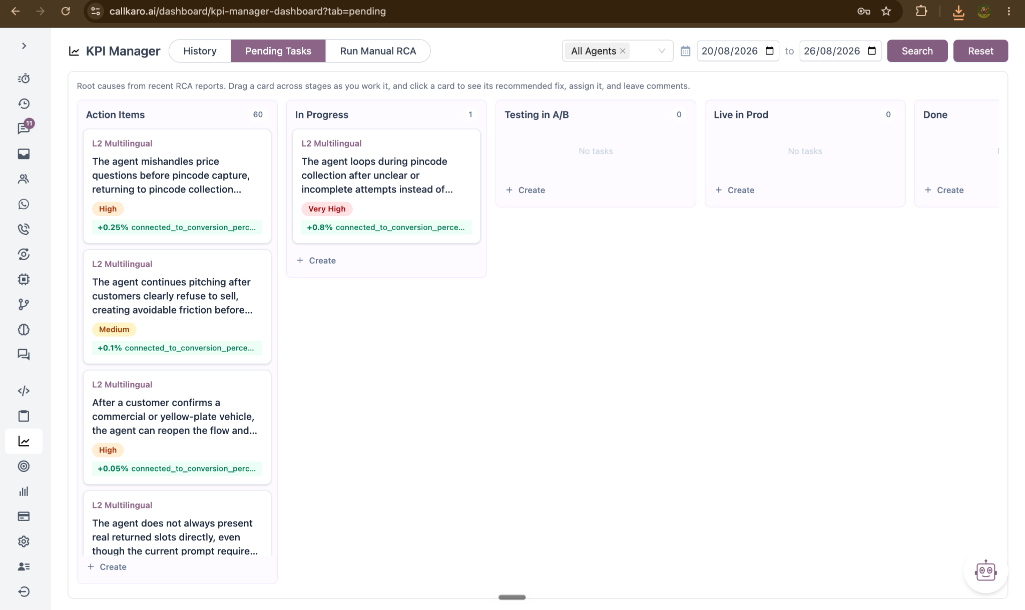 The Pending Tasks board
