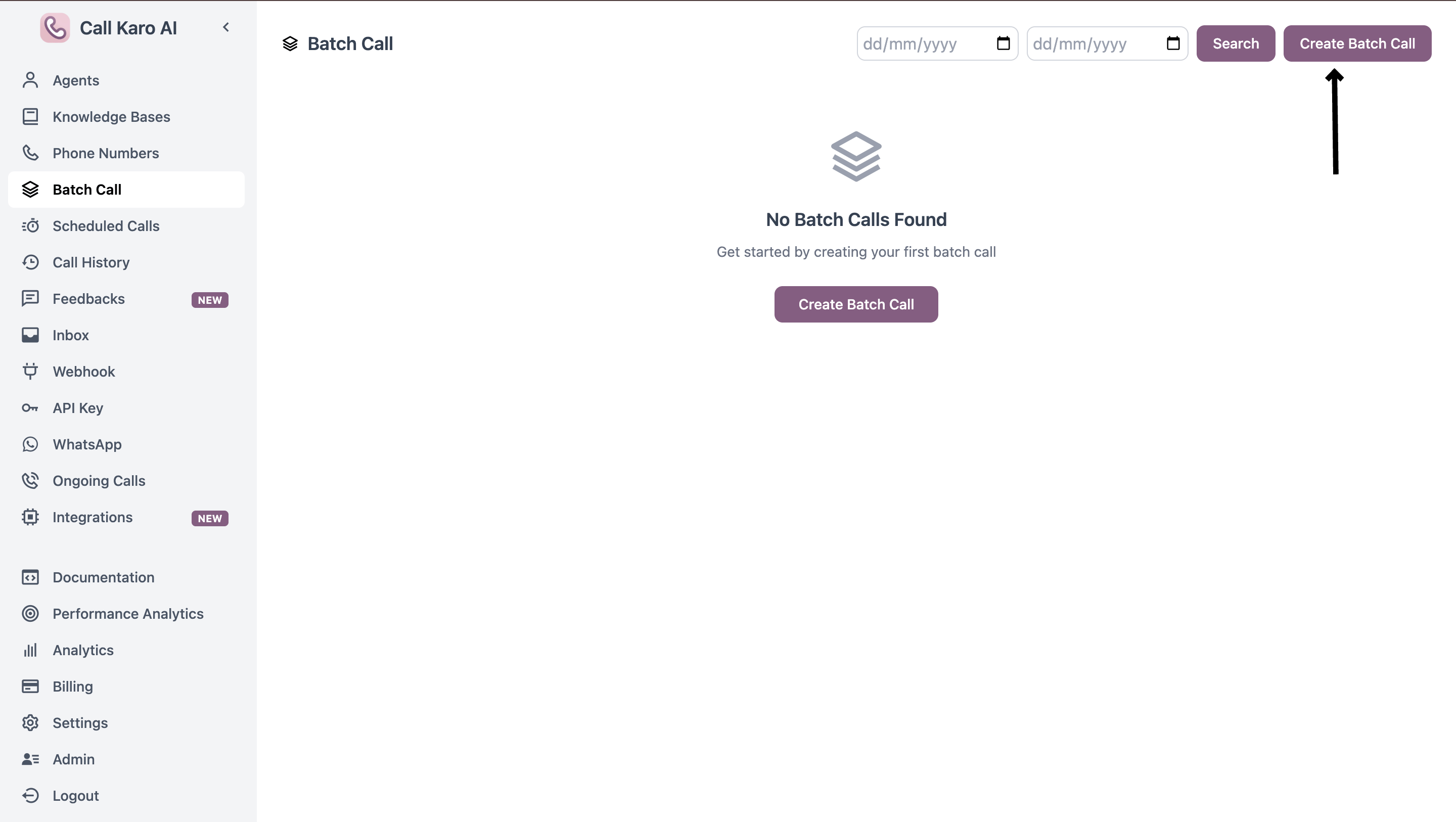 Create Batch Call Interface