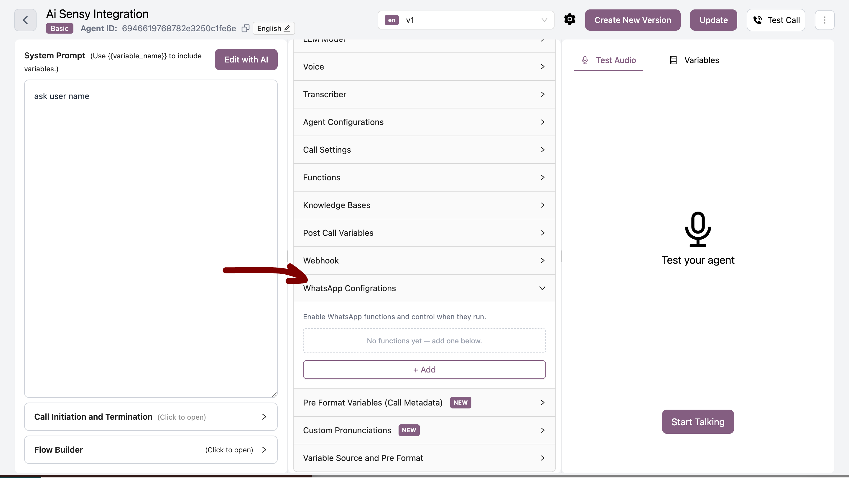 Agent WhatsApp Configuration