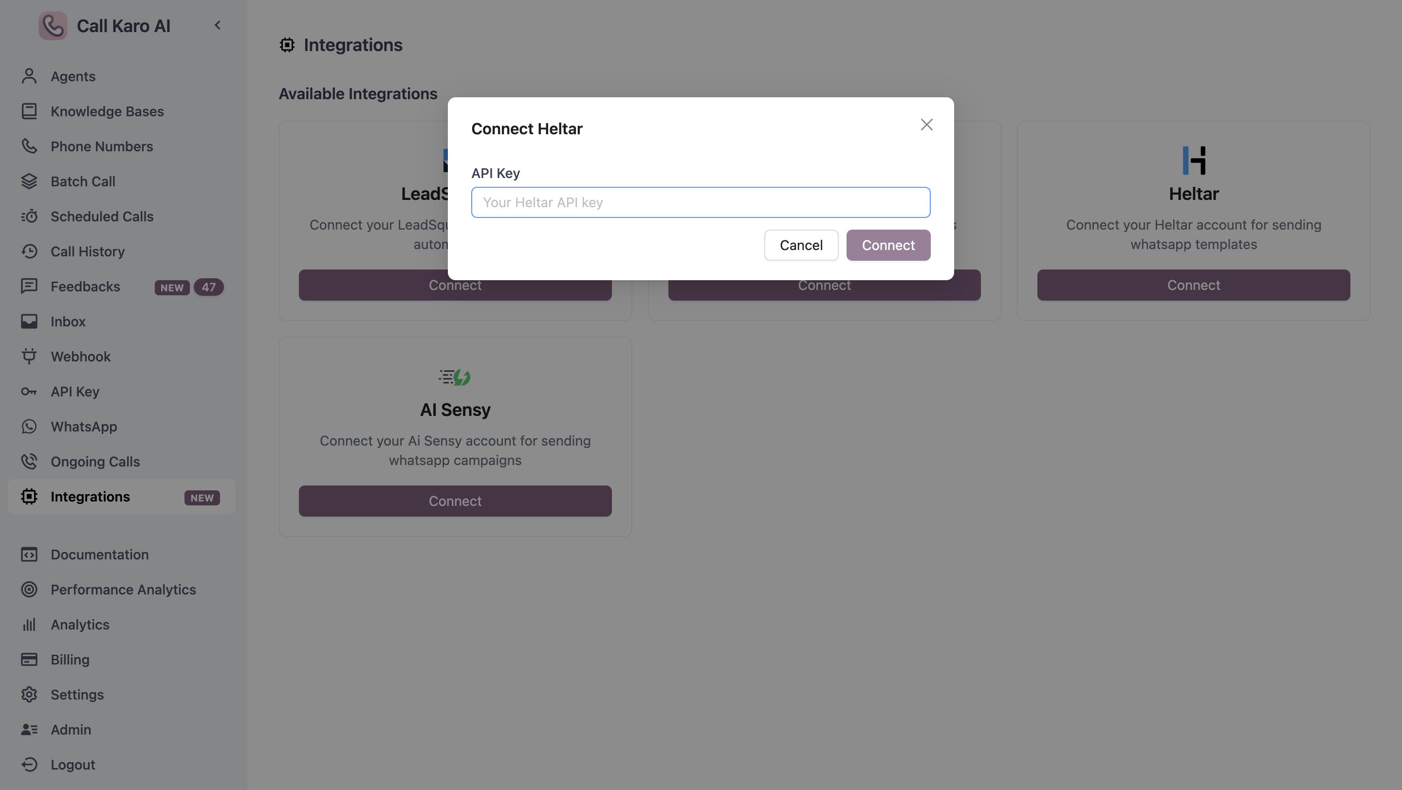 Connect Heltar in CallKaro